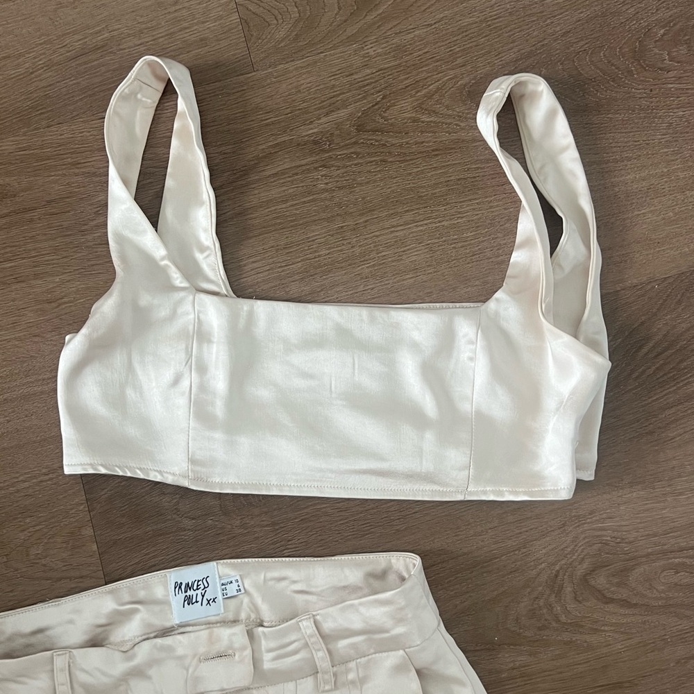 Princess Polly Light Cream Crop Top